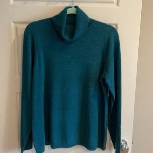 100% Cashmere Blue Opal Turtleneck Sweater